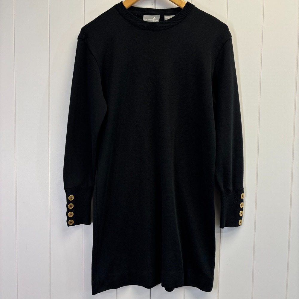 Liz Claiborne Dark Academia Sweater Dress Womens Small Preppy Quiet Luxury